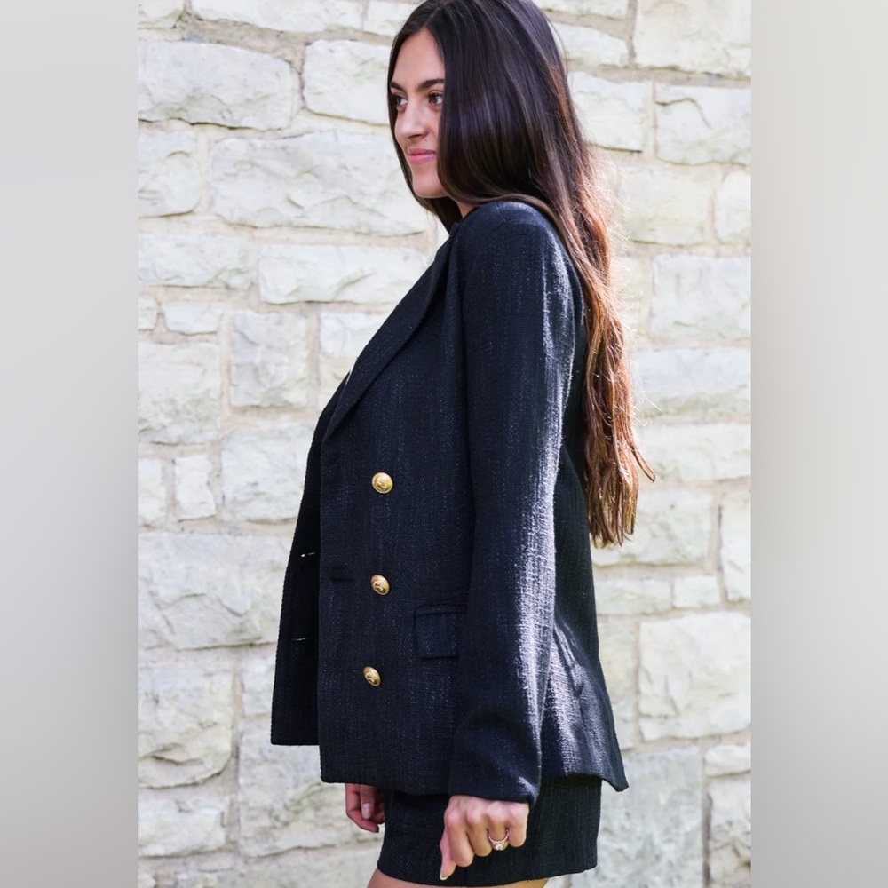 🆕 Bishop + Young Cavalli Black Blazer Jacket Gold Button Classic Career Size S - Picture 3 of 17
